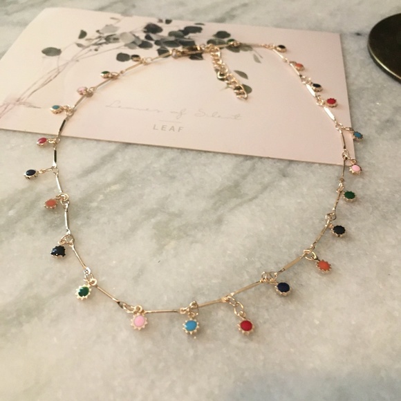 Colorful Sun Beads Gold Choker Rainbow Necklace - Picture 4 of 9